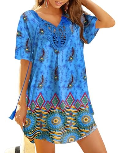 Ekouaer Swimsuit Cover Ups for Women Lace Crochet V-Neck Bikini Beach Coverups Dress for Swimwear Bathing Suit - Image 1