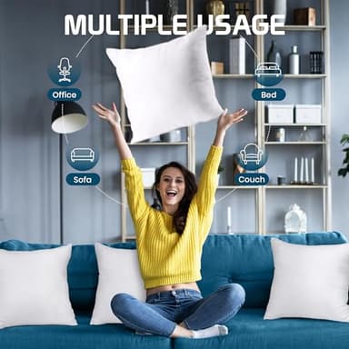 Utopia Bedding Throw Pillows (Set of 4, White), 20 x 20 Inches Pillows for Sofa, Bed and Couch Decorative Stuffer Pillow - Image 5