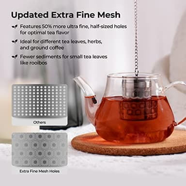 2 Pack Reinmoson Tea Strainers for Loose Tea, Extra Fine Mesh Tea Infuser, 304 Stainless Steel & Updated Slim Threaded Lid, Loose Leaf Tea Steeper for Black Tea, Rooibos, etc - Image 3