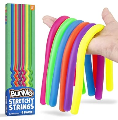 BUNMO Sensory Toys Stretchy Strings for Toddlers 3+ - Stimulating & Addictive Fidget Toys for Kids - Hours of Fun for Kids - Non-Mouthable Toy 3+ - Smooth 6 Pack - Image 1