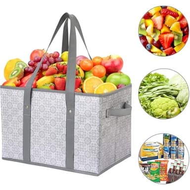 WISELIFE Reusable Grocery Bags [3 Pack],Large Grocery Tote Bag Water Resistant Shopping Bags Foldable Grocery Bag for Clothes,Shoes and Picnic - Image 2