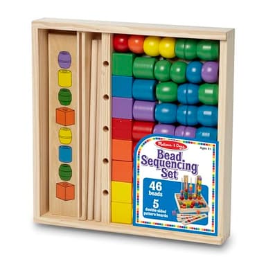 Melissa & Doug Bead Sequencing Set with 46 Wooden Beads and 5 Double-Sided Pattern Boards - Image 6