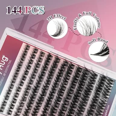Mayhug Lash Extension Kit 144 Pcs, 3D Lash Clusters 8-18/D Curl Wispy Lash Clusters with 10ml Bond and Seal Waterproof, 5ml Lash Remover, Lash Tweezers Eyelash Extensions Kit at Home (Prism Kit) - Image 3
