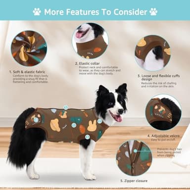 Comwish Recovery Suit for Dogs, Dog Surgery Recovery Suit with Zipper Closure Post Spay, Neuter, Abdominal Surgical Suit for Male Female Dogs Can Pee (2 Packs Brown Bear, Large) - Image 3