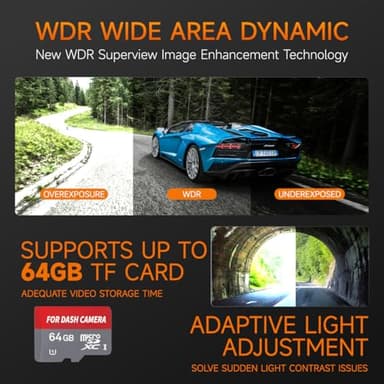 Dash Cam,1080P Front Dashcams, Dash Camera for Cars, Car Camera Built-in WiFi, Night Vision, App Control, 24H Parking Monitor, Loop Recording, WDR, G-Sensor, 170°Wide Angle with Free 64G Card - Image 3