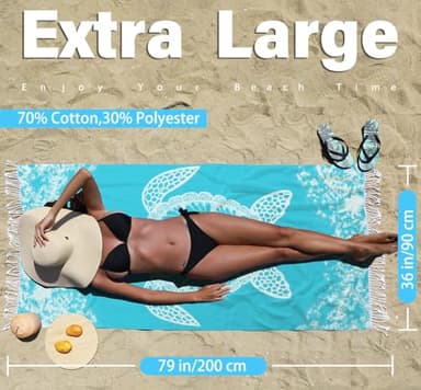 Widdonen Thin Turkish Beach Towel Lightweight Quick Dry Absorbent Cotton Bathroom Bath Pool Swim Towels Extra Large Oversized Sand Free Beach Accessories Essentials Cloud Gifts for Adult - Image 5