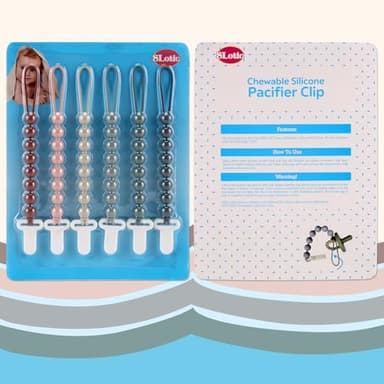 6-Pack Silicone Pacifier Clips for Babies, Safe Teething Beads, Rust-Free Holders, Baby Boy and Girl Essentials, Newborn Must-Have Accessories, BPA-Free - Image 4