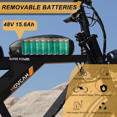 MOVCAN Fat Tire Electric Bike for Adults 1000W Motor,Up to 28MPH & 70 Miles,with Basket,7 Speed Gear Full Suspension for E Bikes for Adults Electric Bicycle,E Dirt Bike Outdoor Off-Road Riding - Image 3