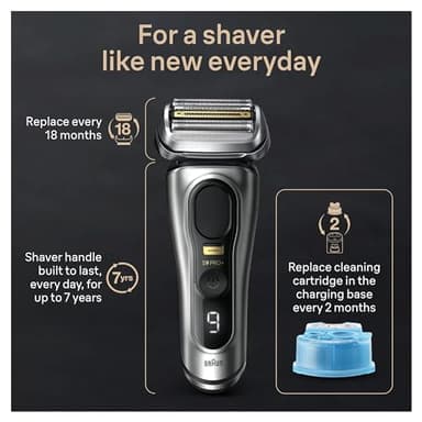 Braun Series 9 PRO+ Electric Razor for Men, 5 Pro Shave Elements & Precision Long Hair Trimmer, 6in1 SmartCare Center, Wet & Dry Electric Razor for Smooth Skin with 60min Battery Runtime, 9567cc - Image 7