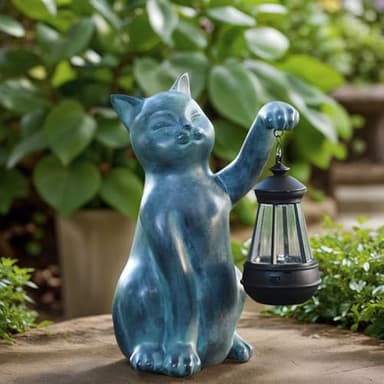 CJSUNYT Cat Garden Statue Solar Garden Decor Solar Light Outdoor Statues for Outside Resin Cat Figurines for Yard Patio and Lawn Gardening Mothers Day Gifts for Mom 7.3 * 5 * 10.8 inch - Image 4