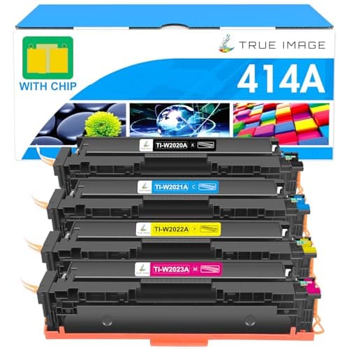 414A Toner Cartridges 4 Pack: MFP M479fdw Compatible Replacement for HP 414A 414X M479fdn M454dn W2020A for HP Color Laserjet Pro MFP M479fdw M454dw Printer Ink High Yield with Chip (K/C/M/Y) - Image 1