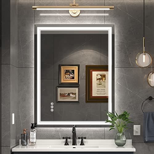 Ratsamee 28x36 Inch Led Mirror for Bathroom with Front Light and Backlit, Dimmable Anti Fog Wall Bathroom Mirror with Led Lights, Water Proof, Decor Vanity Mirror - Image 1