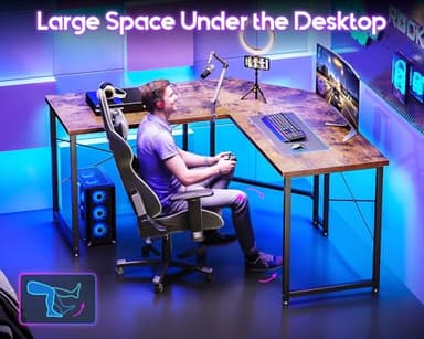 Casaottima 51 Inch L Shaped Gaming Desk, Corner Table Sturdy Workstation for Home Office, Writing, Gaming, Computer Desk for Small Space, Easy Assembly, Rustic Brown - Image 6