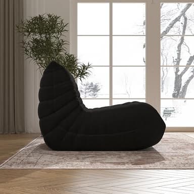 Bean Bag Chair, Memory Foam Bean Bag Sofa Large Bean Bag Chair for Adults, Bean Bag Chairs for Teens with High Density Comfortable Foam, Bean Bag for Living Room, Bedroom (Black) - Image 7