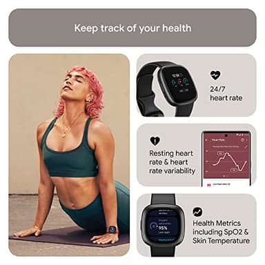 Fitbit Versa 4 Fitness Smartwatch with Daily Readiness, GPS, 24/7 Heart Rate, 40+ Exercise Modes, Sleep Tracking and more, Black/Graphite, One Size (S & L Bands Included) - Image 4