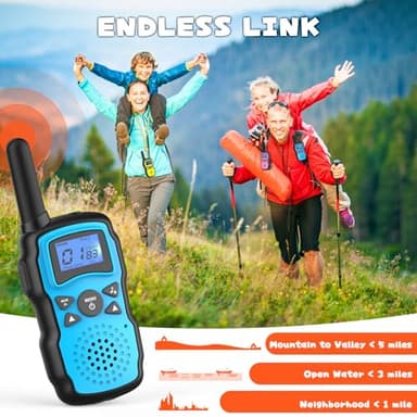 Wishouse Walkie Talkies for Kids Rechargeable 4 Pack,Walky Talky for Adults 2 Way Radio with 2 USB Chargers 12000mAh Battery,Camping Games Toy Birthday Halloween Xmas Gift for Children Family - Image 4