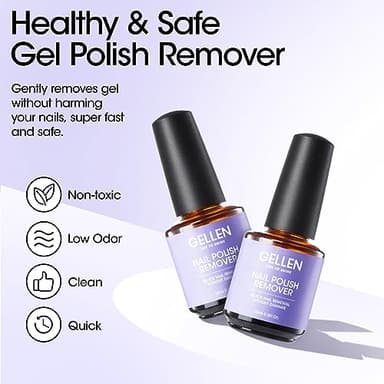 Gellen Gel Nail Polish Remover - 2Pcs Gel Polish Remover for Nails with Cuticle Pusher and Cuticle Oil, Quick & Easy Gel Nail Polish Removal in 2-5 Minutes, No Need Soaking or Wrapping 15ml 0.5fl.oz - Image 7