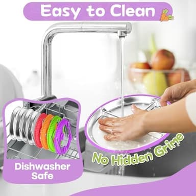 Stainless Steel Kids Plates with Suction, 2Pack 9" Divided Toddler Plates Removable Non Slip Silicone Sleeves Baby Feeding Led Weaning Supplies, BPA Free, Unbreakable Dishwasher Safe - Image 4