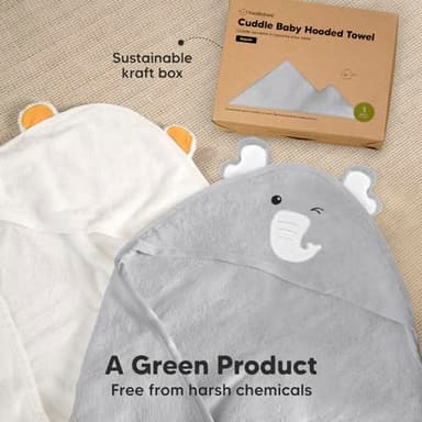 KeaBabies Hooded Baby Towel for Newborn - Viscose Derived from Bamboo Large Baby Bath Towels with Hood for Boys, Girls, Toddler, Extra Absorbent & Soft Newborn Bath Essentials (Elephant) - Image 8
