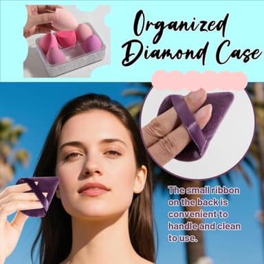 BS-MALL 10 Pcs Premium Makeup Sponges For Foundation - Beauty Blender Sponge Set With Finger & Triangle Puffs For Multi-purpose Use, Travel Essential & Daily Makeup (Diamond) - Image 7