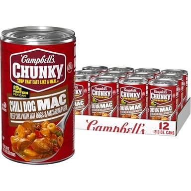 Campbell’s Chunky Chili Dog Mac Soup, 18.8 oz Can (12 Pack) - Image 1