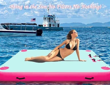 Wauffua Inflatable Floating Dock for Lakes, Thick Lake Floats for Adults, Non-Slip Air Dock Platform with Portable Carrying Bag and Ladder, Floating Platform Island for Pool Beach Ocean - Image 2