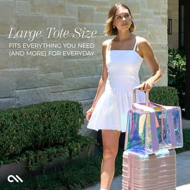 Case-Mate Official Soap Bubble Jelly Tote – Iridescent Tote Bag with Phone Pouch for Women – Waterproof, Tip-Proof, Foldable & Washable – Handbag for Everyday Use, Travel, Pool & Vacation - Large - Image 4