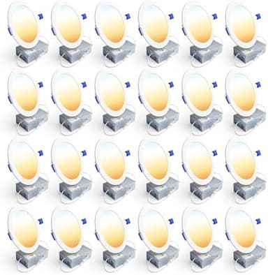 Ensenior 24 Pack 6 Inch LED Recessed Ceiling Light, Dimmable, 2700K-5000K 5CCT, 1200LM 12W 120V, High Brightness Canless Wafer Downlight - ETL&FCC&IC - Image 3