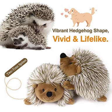 Pawaboo Plush Dog Toy, [2PACK] Non-Toxic Super Soft Faux-Fur Hedgehog Dog Toy Stuffed Biting Training Playing Toys for Dog Puppy, Brown - Image 5