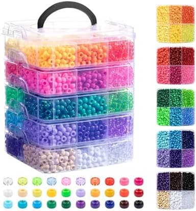 Simetufy 6000Pcs Pony Beads, 30 Colors 6x9MM Kandi Beads Bulk for Crafts Bracelet Making Hair Braiding Jewelry Key Chains DIY Valentine' s Day Romantic Gifts Christmas Gifts (Stack Box - Image 3