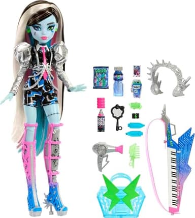 Monster High Doll, Amped Up Frankie Stein Rockstar with Instrument & Performance-Themed Accessories Like Headphones - Image 1
