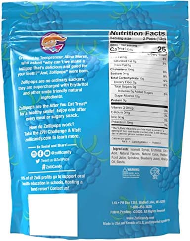 Zollipops Clean Teeth Lollipops, Blue Raspberry, 6.2 Ounce - Image 2