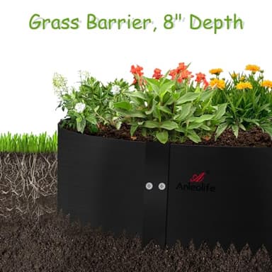 A ANLEOLIFE 6 Pack 40" LX 8" H Galvanized Steel Garden Landscape Edging, Bendable Hammer-in Metal Lawn Border with Gloves and 10 Stakes (20FT Total) (8 inch Tall, Black) - Image 8