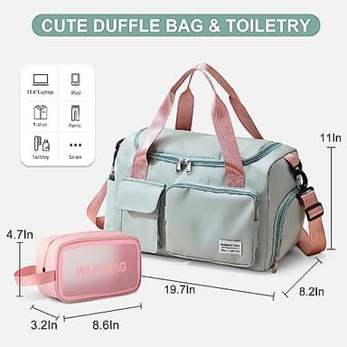 Small Gym Bag for Women, Travel Duffle Bag Carry On Weekender Bag with Shoe Compartment, 05#green, Gym Bag & Toiletry Bag, Gym Bag&toiletry Bag - Image 3