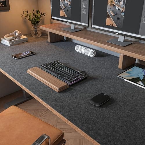 Large Felt Desk Mat,47.2"x 23.6",Non-Slip Desk Pad for Office and Home,120x60cm Full Table Mouse Pad,Keyboard Mats for Desk,Desktop Protection(Dark Gray) - Image 1