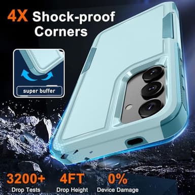RMOCR Case for Samsung Galaxy S25, Full Body Heavy Duty Rugged Shockproof Protective Phone Cover with Lanyard Strap, Tempered Glass Screen Protector and Camera Lens Cover, Mint Green - Image 4