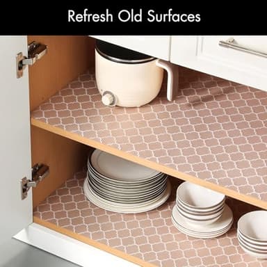 Cooyes Shelf Liner for Kitchen Cabinets – Non-Adhesive Waterproof Drawer Liner – Durable EVA Material Easy-to-Cut Shelf Paper for Refrigerator, Cupboard, Dresser with Modern Pattern - Image 3