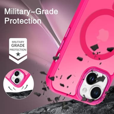 BENTOBEN for iPhone 15 Case, Magnetic iPhone15 Phone Case Compatible with MagSafe, Translucent Matte Magnetic Cover Shockproof Women Girl Protective Cute Case for iPhone 15 6.1", Hot Pink - Image 2