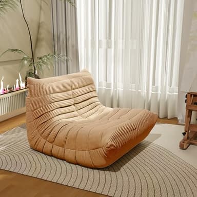 Bean Bag Chair, Lazy Floor Sofa Couch for Adults and Kids, Fireside Chair with Ergonomic Design, Memory Foam Lounge Chair for Living Room Bedroom, Office, Yellow - Image 7