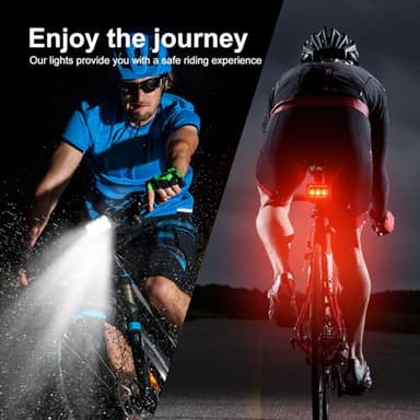 Super Bright Bike Headlight-Taillight Combinations, USB Rechargeable Bicycle Lights Front and Back, Waterproof LED Bike Lights for Night Riding, Mountain/Cycling/Scooter Safety Accessories - Image 6