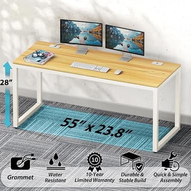 SHW 55-Inch Commercial-Grade Office Computer Desk, Oak - Image 4
