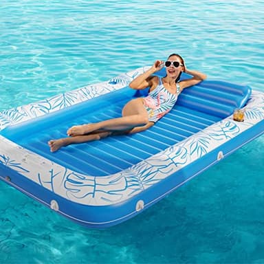 Jasonwell Inflatable Tanning Pool Lounger Float 4 in 1 Sun Tan Tub Sunbathing Lounge Raft Floatie Toys Water Filled Bed Mat Pad for Kids Adult Blow Up Kiddie Ball Pit Pool (XL) - Image 6