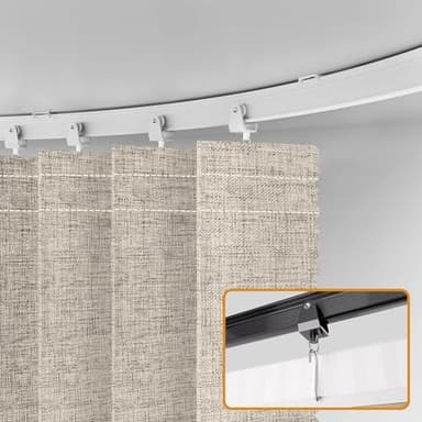 Accordion Partition Curtain with Ceiling Track - Space-Saving Room Divider, Tool-Free Installation(Off-White 180" W x 96" L-Pack of 1 - Image 4