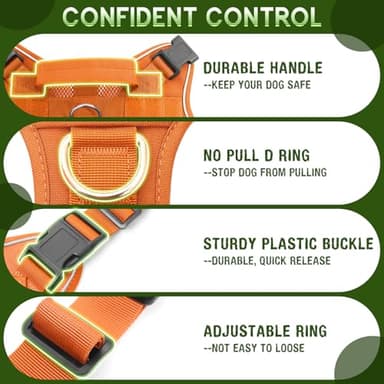 WINSEE Mesh Dog Harness with 10 Pet Patches for Large Service Dog in Training, Breathable Tactical Molle Vest with Double Handles, Reflective Military Pet Vest for Walking Hiking - Image 7