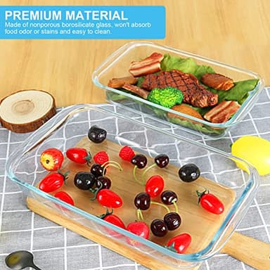 KOMUEE 8 Pieces Glass Baking Dish with Lids Rectangular Glass Baking Pan Bakeware Set with Lids, Baking Pans for Lasagna, Leftovers, Cooking, Kitchen, Fridge-to-Oven, Gray - Image 6