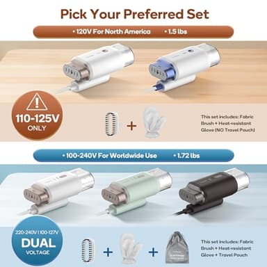 Newbealer Dual Voltage Garment Steamer - 120V/220V, 1200W Powerful Steamer for Clothes, Home & Travel Use, Horizontal & Vertical Steaming, 20s Heat-up, Foldable, 1.72lbs, 180ml (Gold) - Image 3