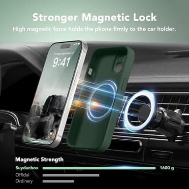 SuydanBox Magnetic for iPhone 15 Case, Compatible with MagSafe, [Screen Protector + Full Camera Protection], Silicone Shockproof Anti-Scratch Protective Phone Case for iPhone 15 6.1", Alpine Green - Image 3