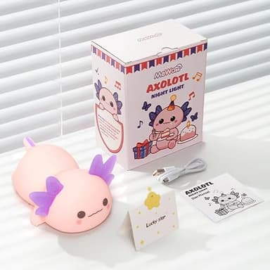 Huggwaii Squishy Axolotl Night Light for Kids, 4 Soothing White Noise Sounds, Dimmable Silicone Axolotl Lamp Toddler Light, Upgraded Rechargeable Nightlight Long Battery,Baby Gifts & Girls Room Decor - Image 8