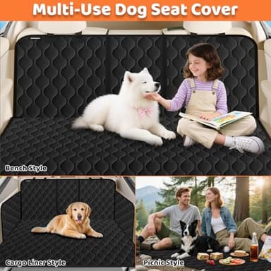 URPOWER Dog Car Seat Cover for Back Seat - Waterproof Bench Seat Cover Fits Middle Armrest for Cars, SUVs & Small Trucks, Nonslip Backseat Dog Covers Rear Seat Protector for Pets and Child - Image 4