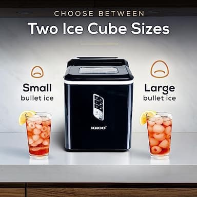 Igloo Automatic Ice Maker, Self- Cleaning, Countertop Size, 26 Pounds in 24 Hours, 9 Large or Small Ice Cubes in 7 Minutes, LED Control Panel, Scoop Included, Perfect for Water Bottles, Mixed Drinks - Image 4